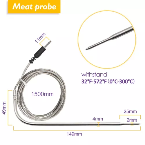 Inkbird BBQ Thermometer Inkbird IBT-4XS Thermometer met LCD en Bluetooth (OSC-MT-MP01)