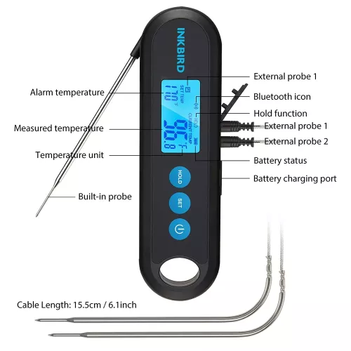 Inkbird BBQ Thermometer Inkbird Bluetooth Food Thermometer IHT-2PB (IHT-2PB)