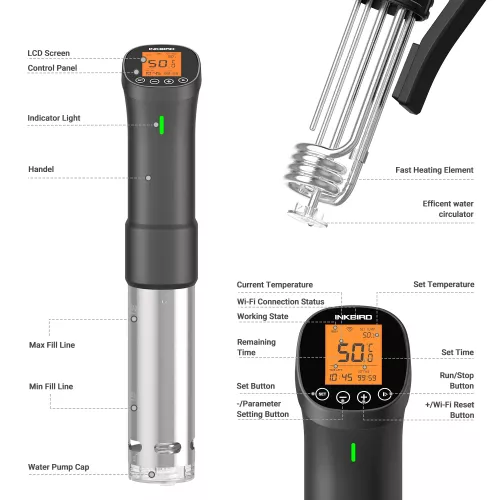 Inkbird BBQ Thermometer INKBIRD ISV-200W WiFi Sous-vide Stick Cooker (ISV-200W)