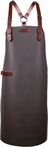 Xapron Bovine Schort Taupe Leer met Schouderbanden X-Large