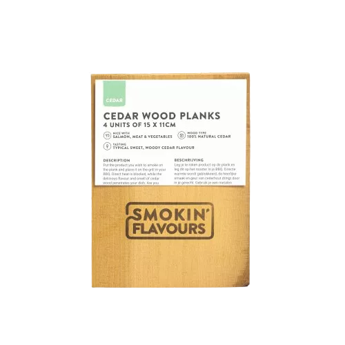 Smokin' Flavours Cederhouten Rookplank 4 Stuks