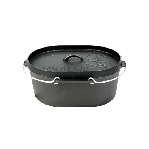 Valhal Dutch Oven Braadpan Gietijzer met Grill Deksel Ovaal 9 Liter